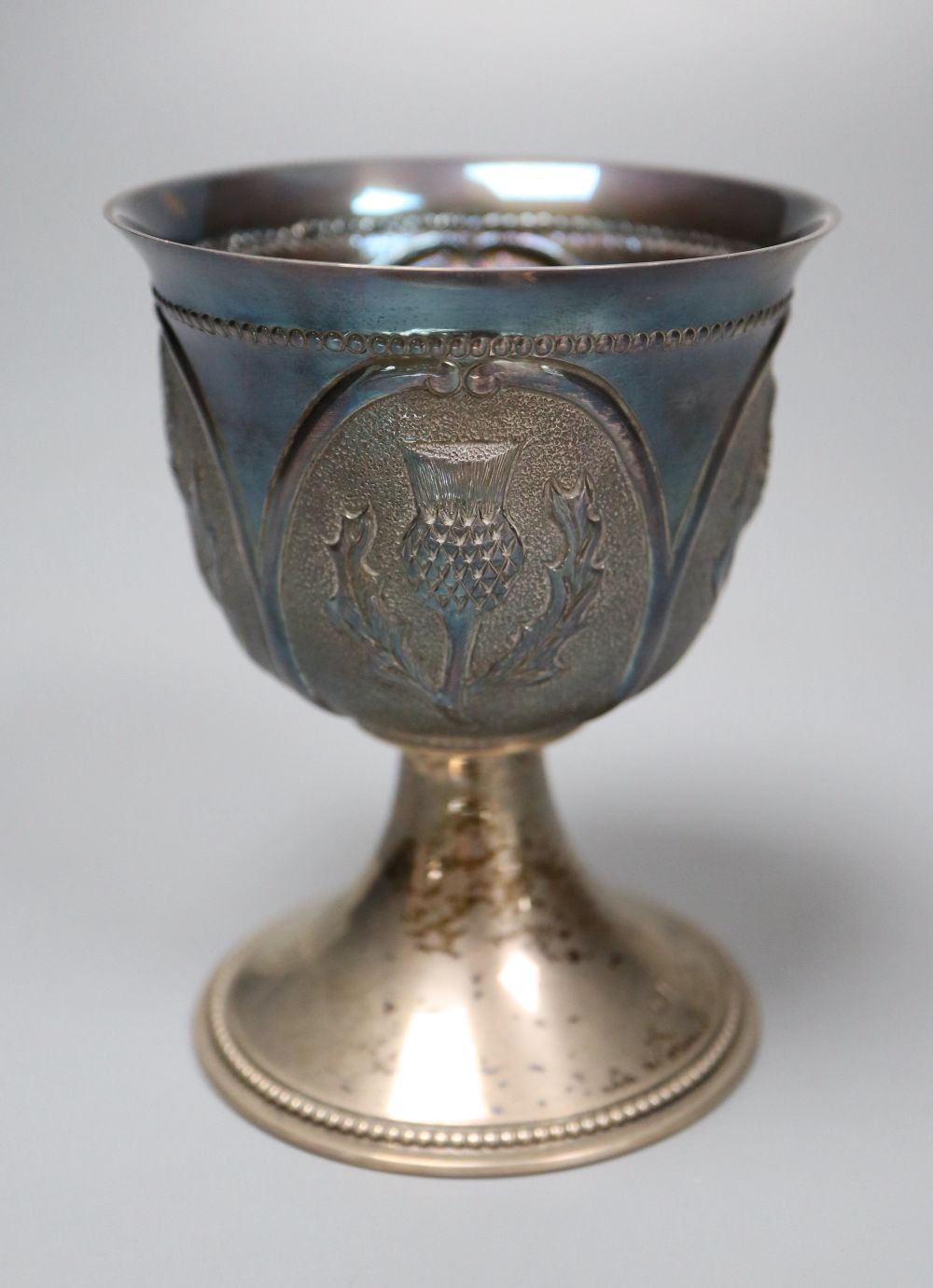 A modern Scottish silver limited edition commemorative goblet,